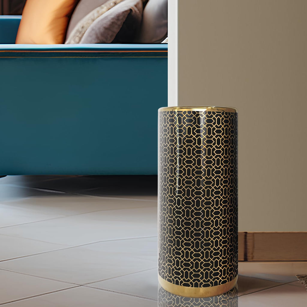 Black Gold Ceramic Umbrella Stand B325