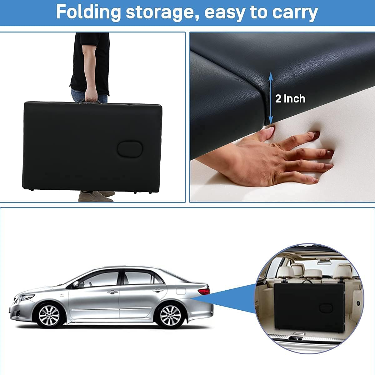 Black 73 Inch Portable Aluminium Massage Table with Armrest P105713