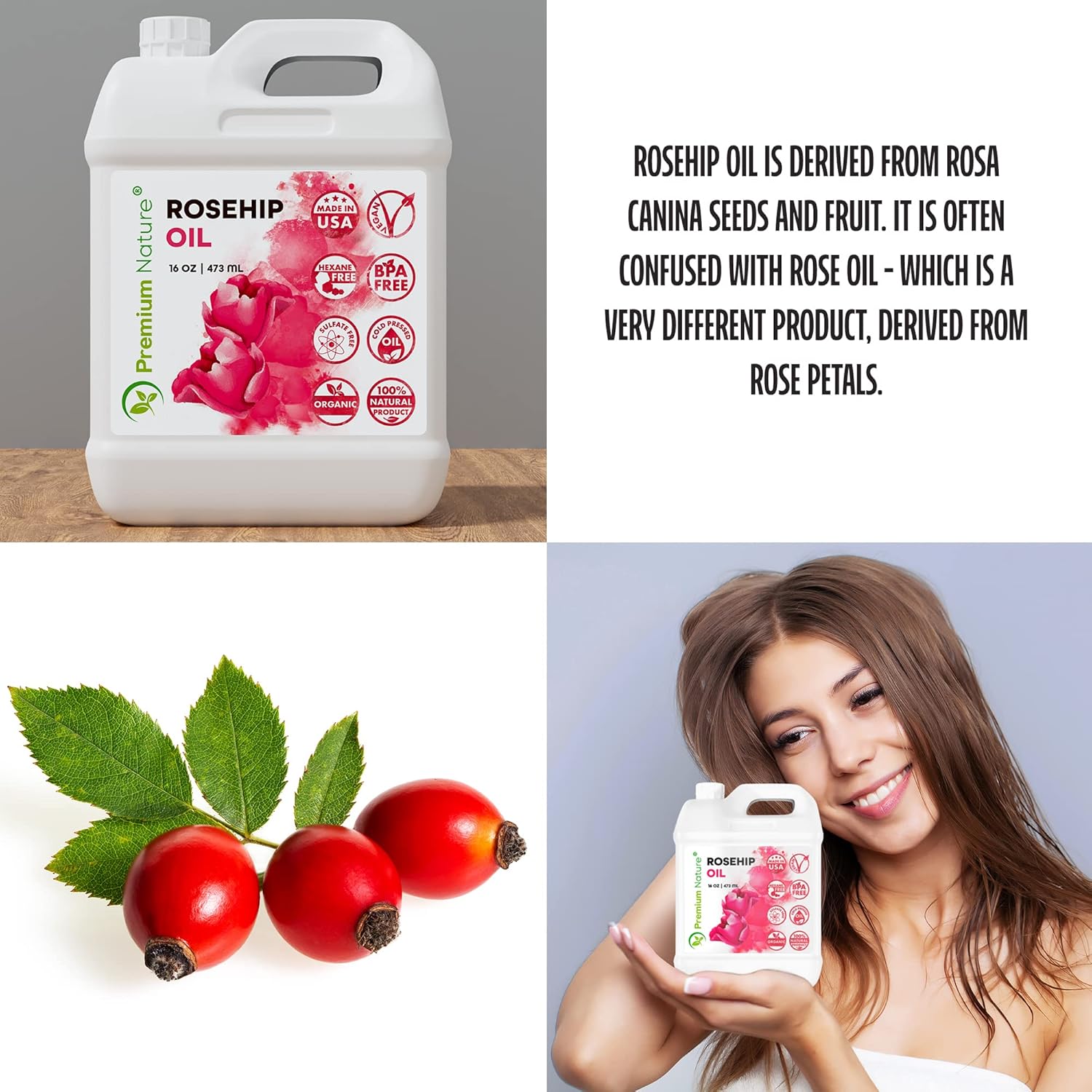 16oz Cold Pressed Unrefined Rose Hip Seed Oil A993