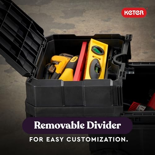 Black Resin Rolling Tool Box with Locking System and Removable Bins N8400
