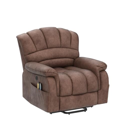 Large Power Lift Recliner Chair with Massage and Heat, Extra Wide Oversized Electric Recliner, 350lbs Capacity (Brown) Z109