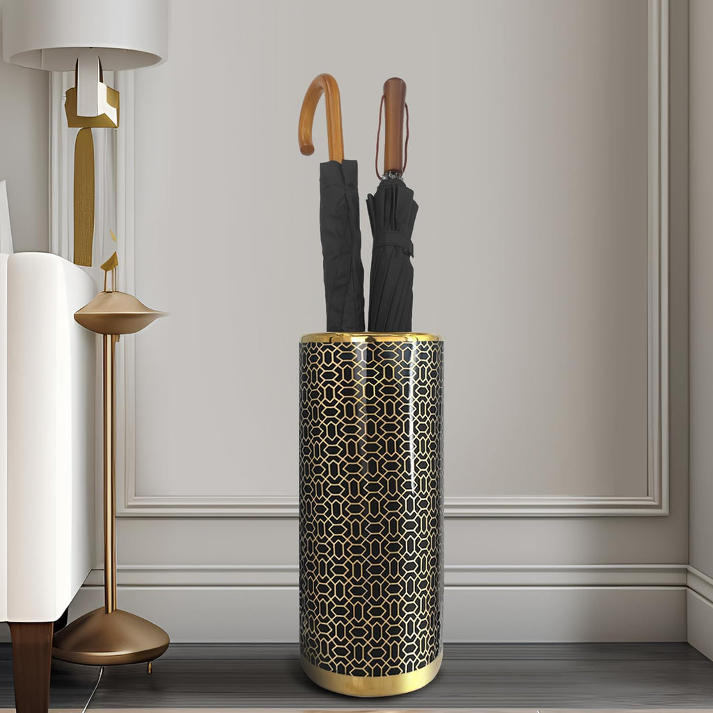 Black Gold Ceramic Umbrella Stand B325