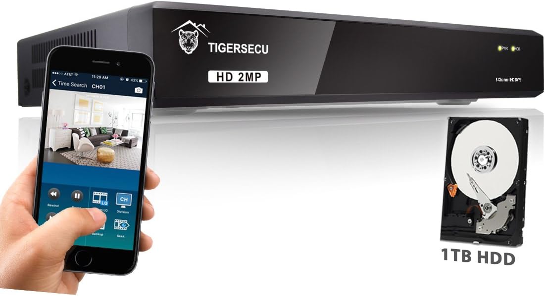 Super HD 1080P H.265+ 8-Channel Hybrid 4-in-1 DVR Security Recorder with 1TB Hard Drive Q736