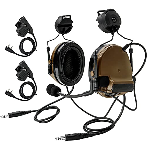 Tactical Headset with ARC Helmet Rail Mount and PTT Adapter Kenwood Plug L419