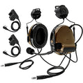 Tactical Headset with ARC Helmet Rail Mount and PTT Adapter Kenwood Plug L419