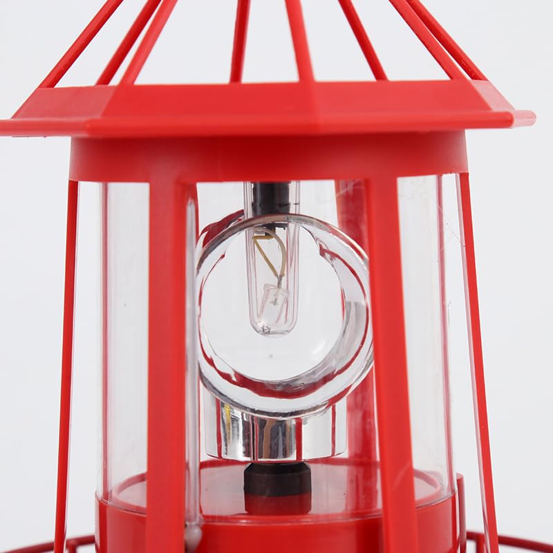 Red Rotating Solar Lighthouse Light, IP65 Waterproof L9346