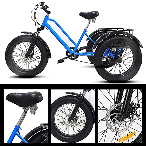 7 Speed 20 Inch Fat Tire Adult Tricycle with Shopping Basket H4561