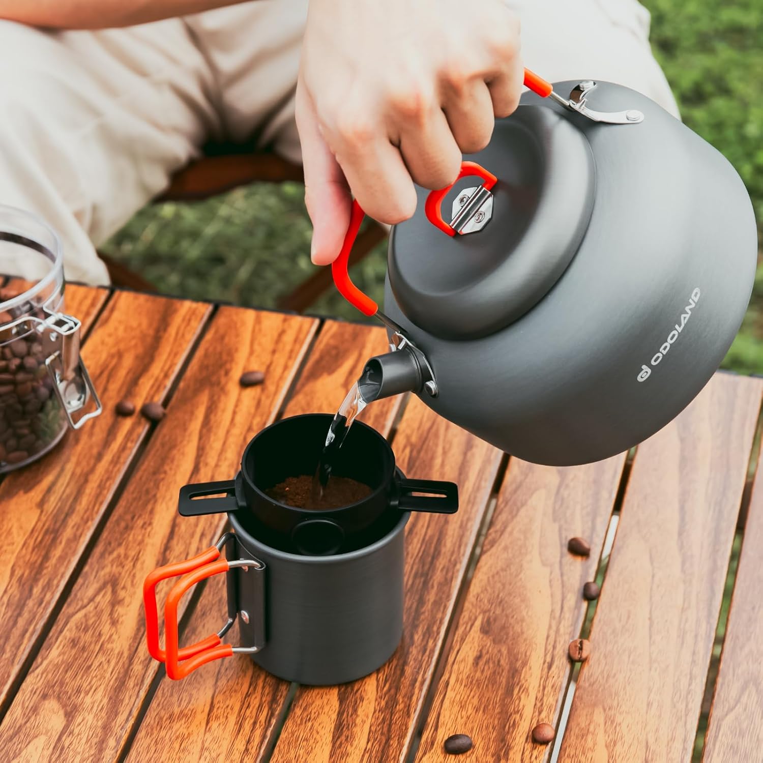 1.2L Camping Coffee Pot with Mug and Coffee Filter R46548