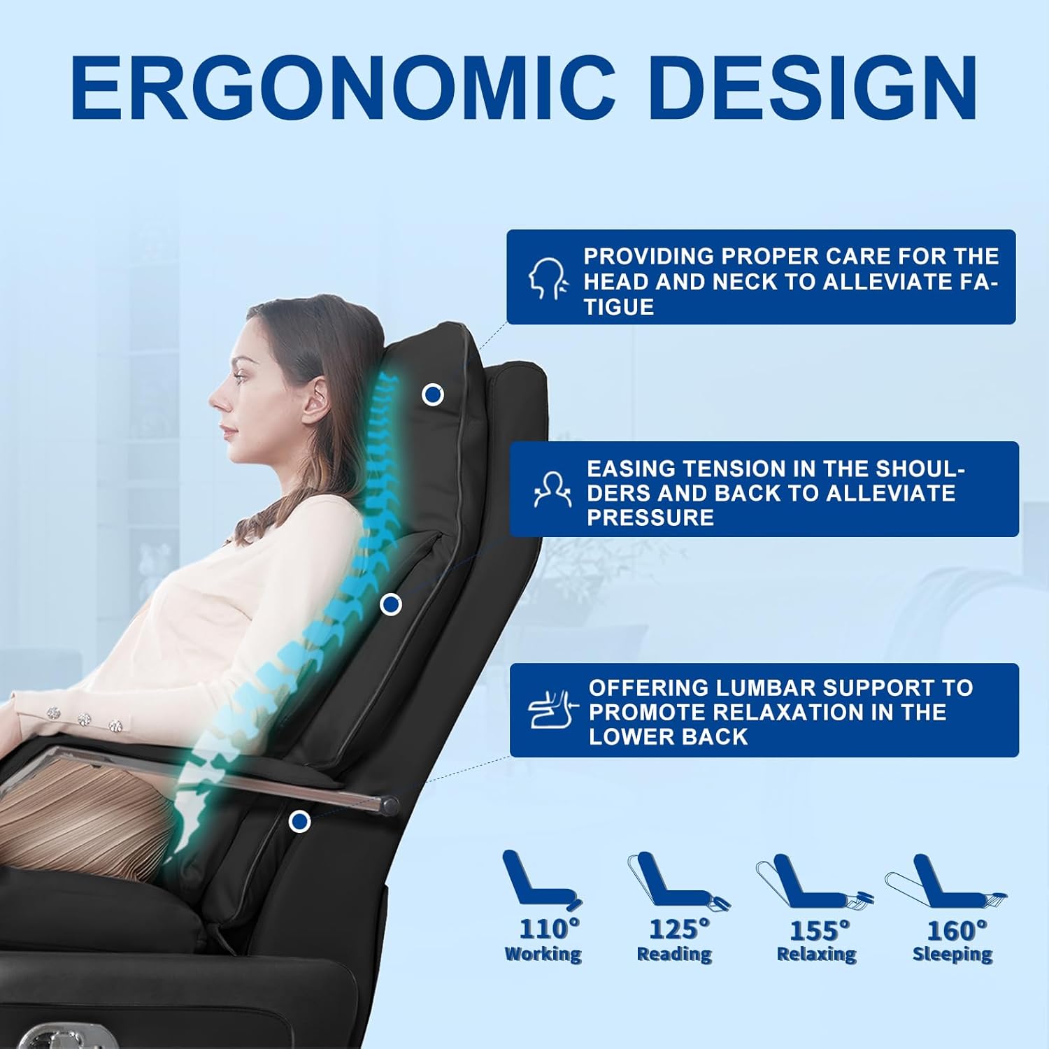 Black Leather Ergonomic High Back Office Chair with Footrest V6666
