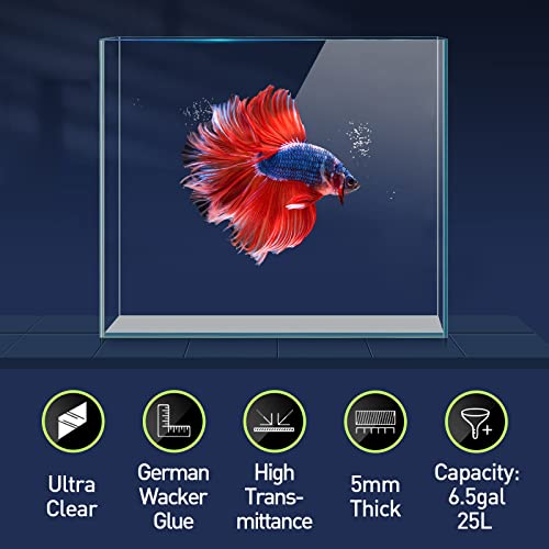 3 Gallon Rimless Low Iron Glass Fish Tank with Fish Net & Cleaning Tools H225370