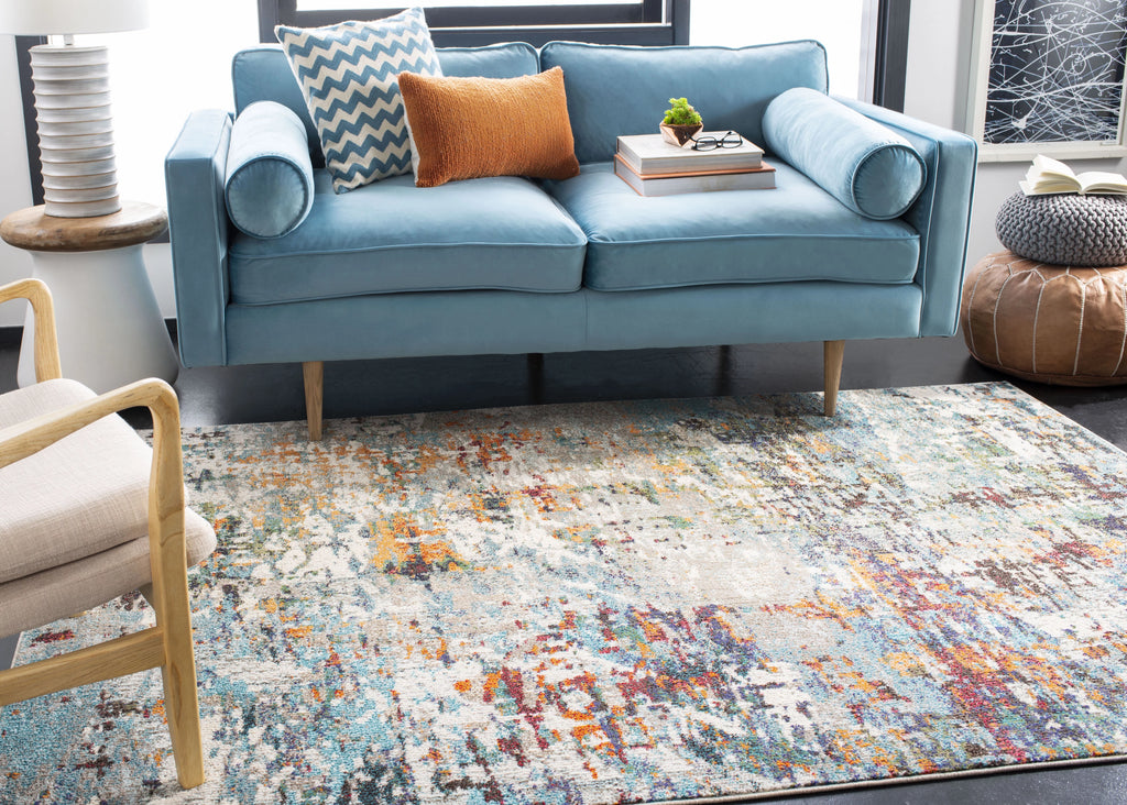 Grey/Blue 10' x 14' Area Rug Q9036
