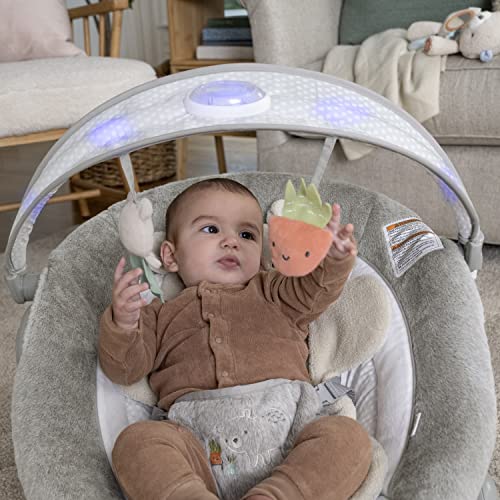 Baby Bouncer Seat with Light Up Toy Bar and Bunny Tummy Time Pillow Mat W31394
