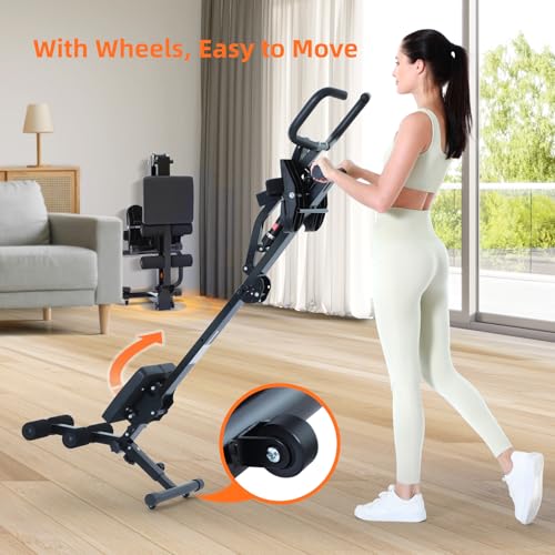 Foldable Hydraulic Rowing Machine with 12-Level Resistance and Backrest A4224