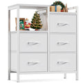 5 Drawer Black Fabric Dresser with Metal Frame I253295