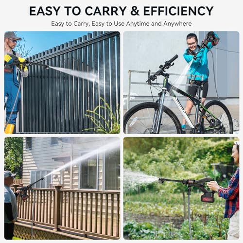 Cordless Pressure Washer 800PSI 1.5GPM 3.0Ah Battery Portable with 6-in-1 Nozzle X36915