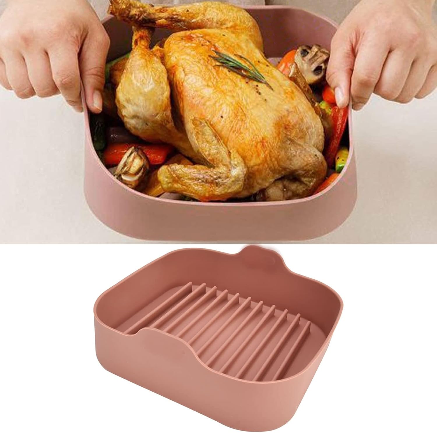 8 Inch Square Non-Stick Food-Grade Reusable Silicone Air Fryer Liners G797