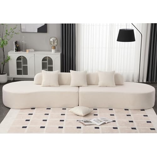 Beige Terry Cloth Modular Sectional Sofa with 3 Pillows G454169
