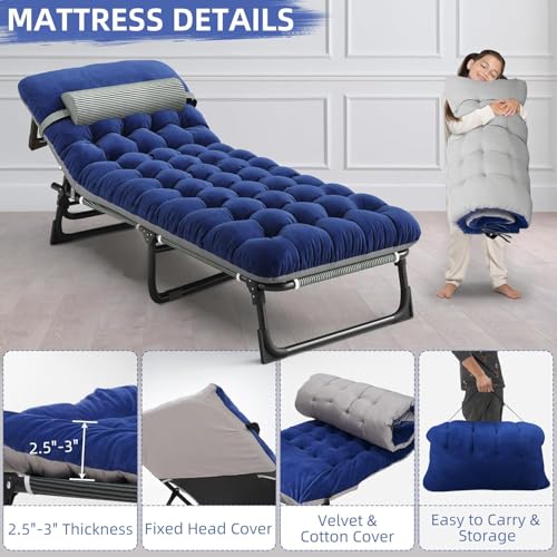 Gray Folding Camping Cot with Mattress W214