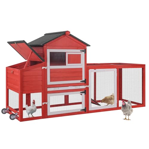 Grey Chicken Coop with Wheels and UV-Resistant Roof L45193