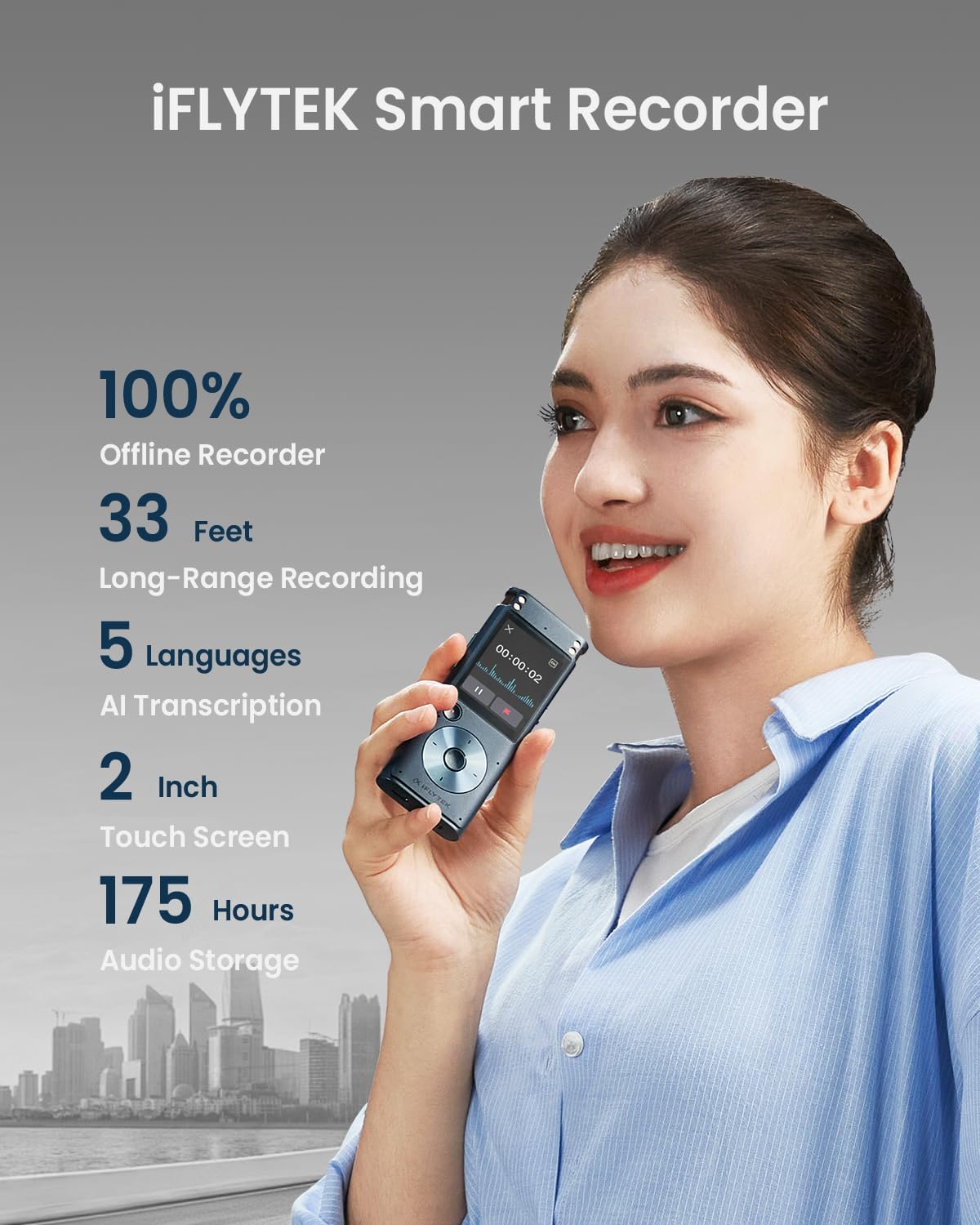 2-inch Touch Screen Voice Recorder with Playback C635868