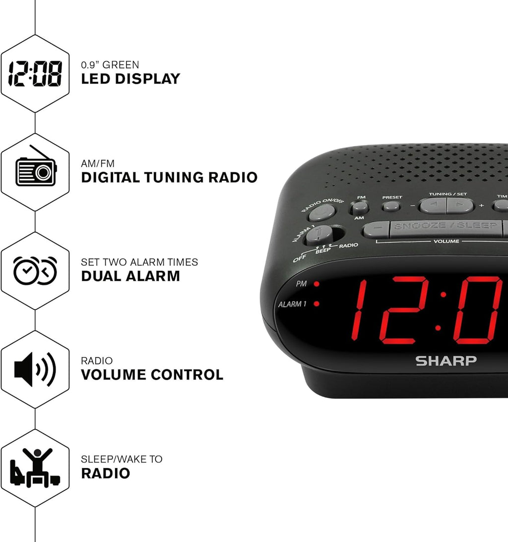 Black Dual Alarm Clock Radio O3572
