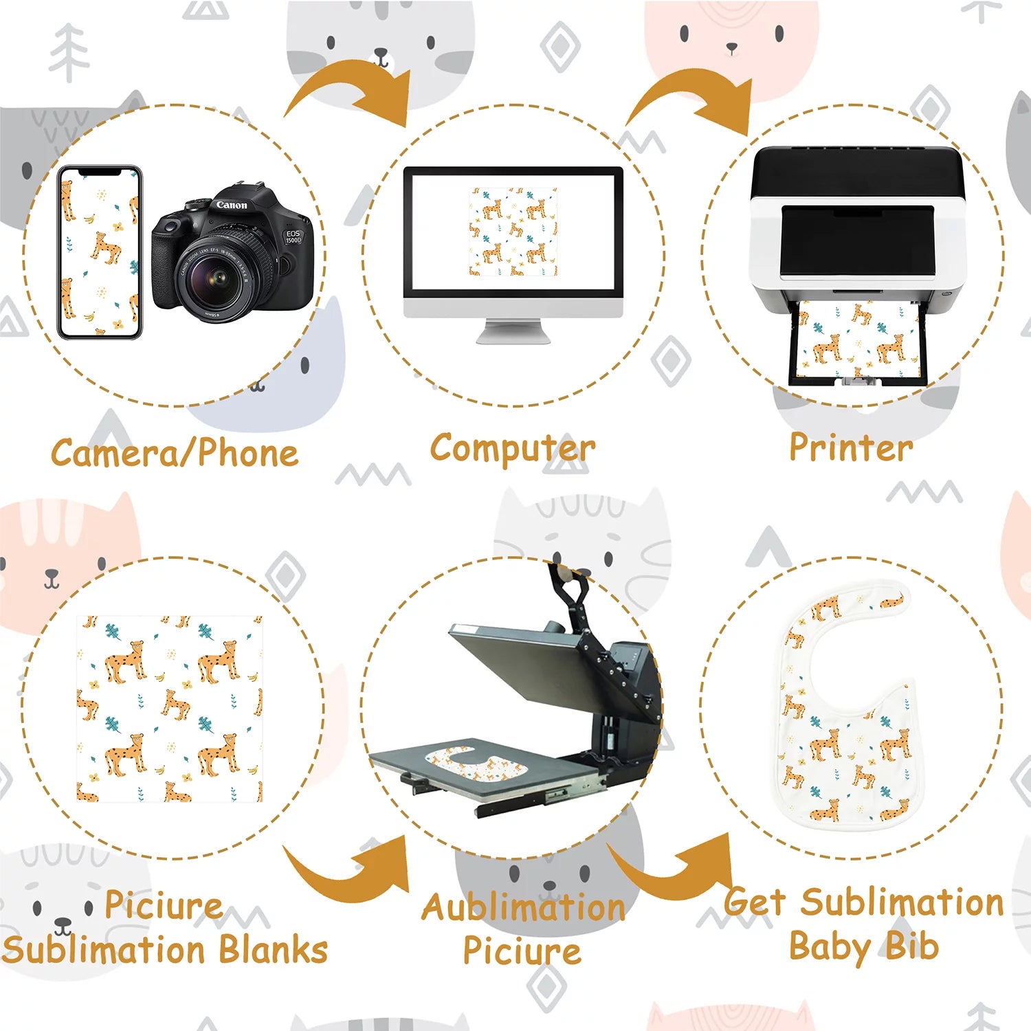 10 Pcs White Cotton Waterproof Baby Bibs J97331
