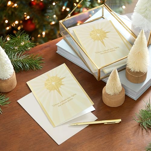 40 Cards and 40 Envelopes Boxed Religious Christmas Cards with Gold Foil Star N170866