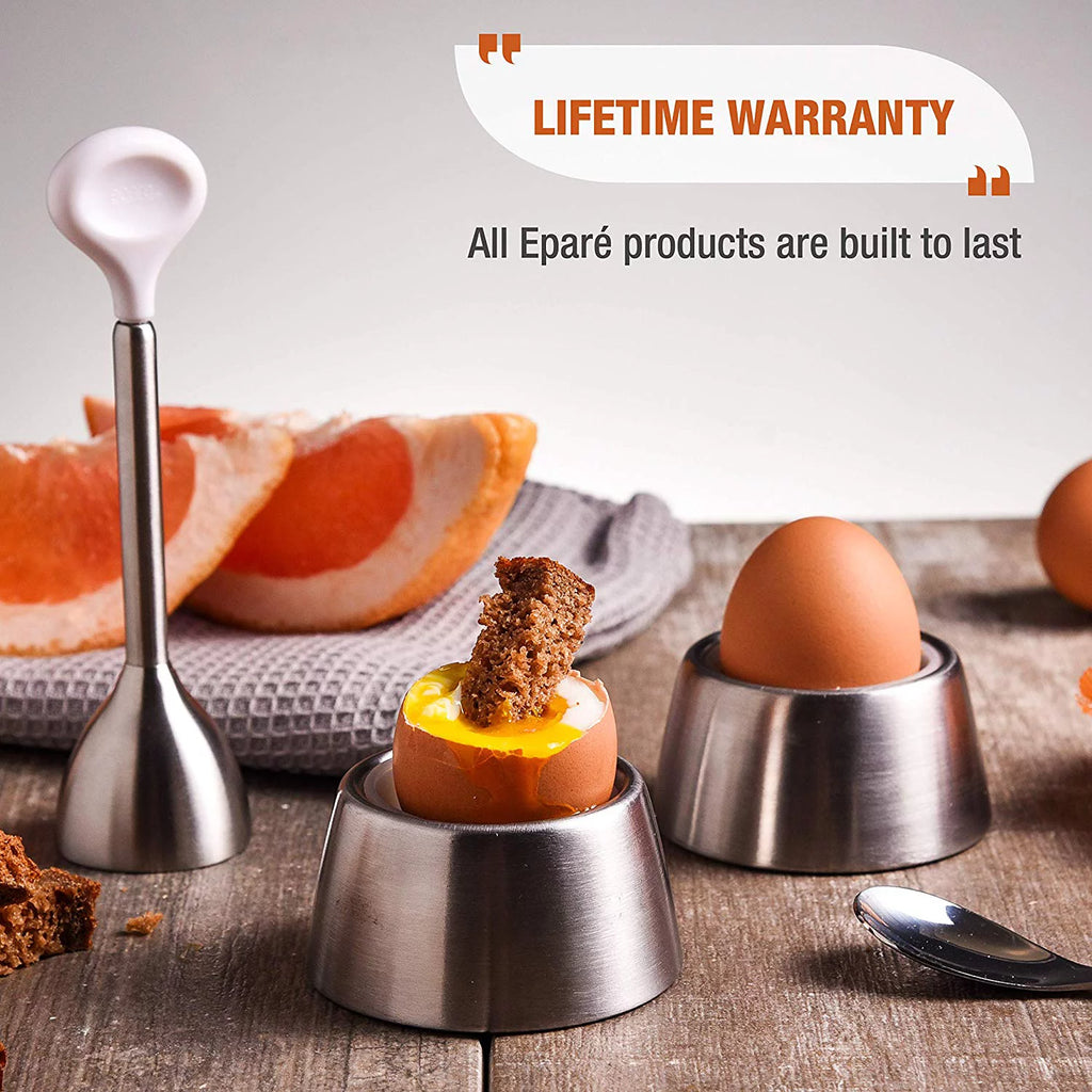 Egg Cracker Topper Set with Egg Cups, Cutter, Spoons Q3374