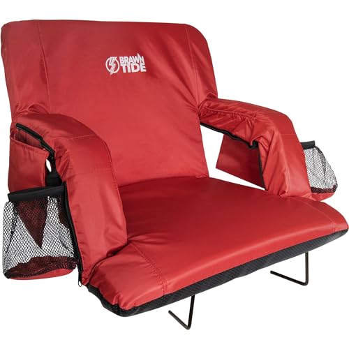 Stadium Seat with Back Support, Thick Padding, 2 Steel Bleacher Hooks, 4 Pockets, 2 Cup Holders Z83437