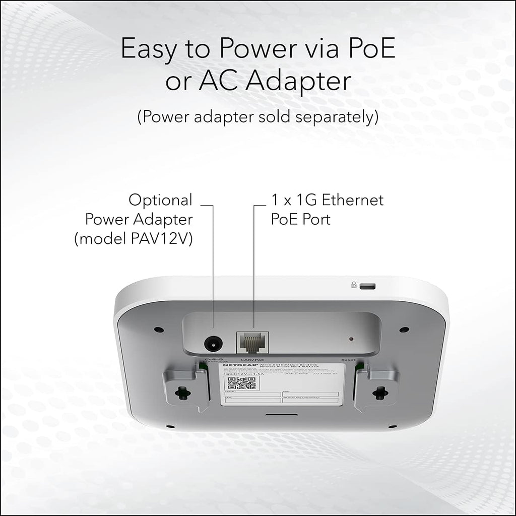 Wireless Access Point WiFi 6 Dual-Band AX1800 Speed 1 x 1G Ethernet PoE Port Y840366