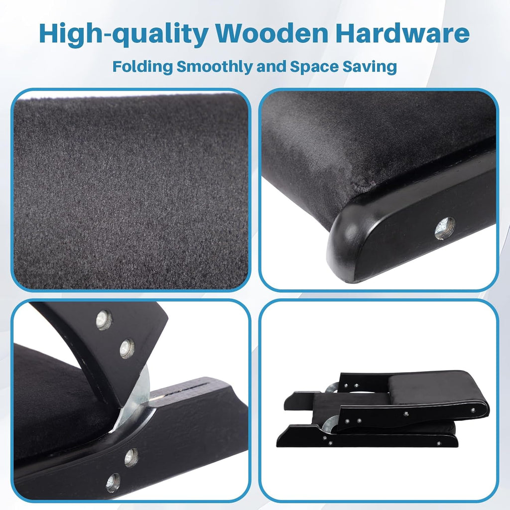 Foldable Tatami Chair with Cushion Linen Black M7403