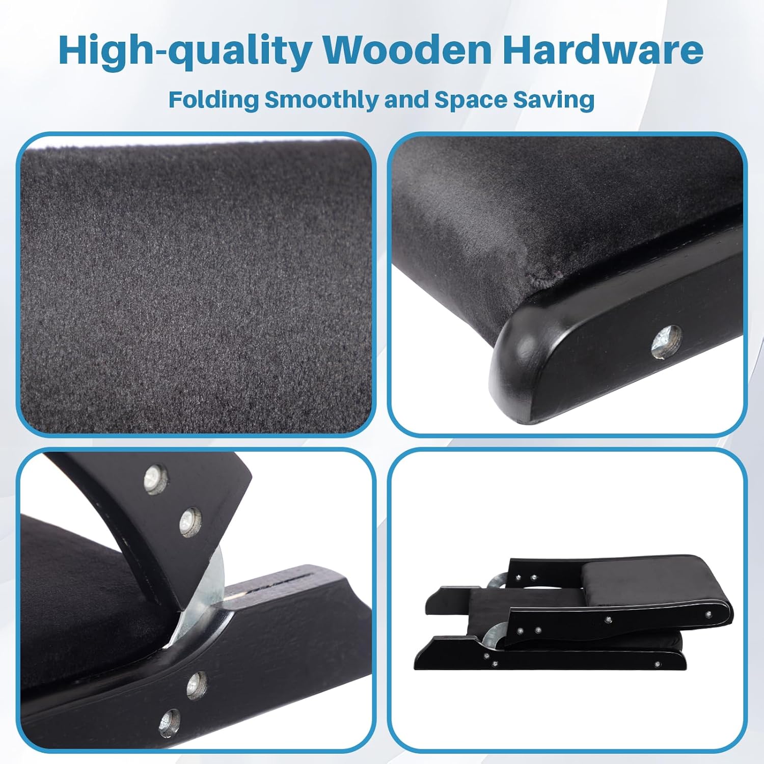 Foldable Tatami Chair with Cushion Linen Black M7403