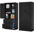 Black Wood File Cabinets with Doors and Adjustable Shelves R425