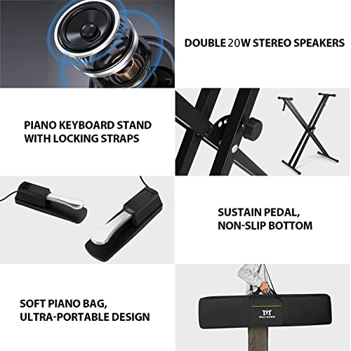 White 88 Key Weighted Hammer Action Digital Piano with Stand and Sustain Pedal V277851