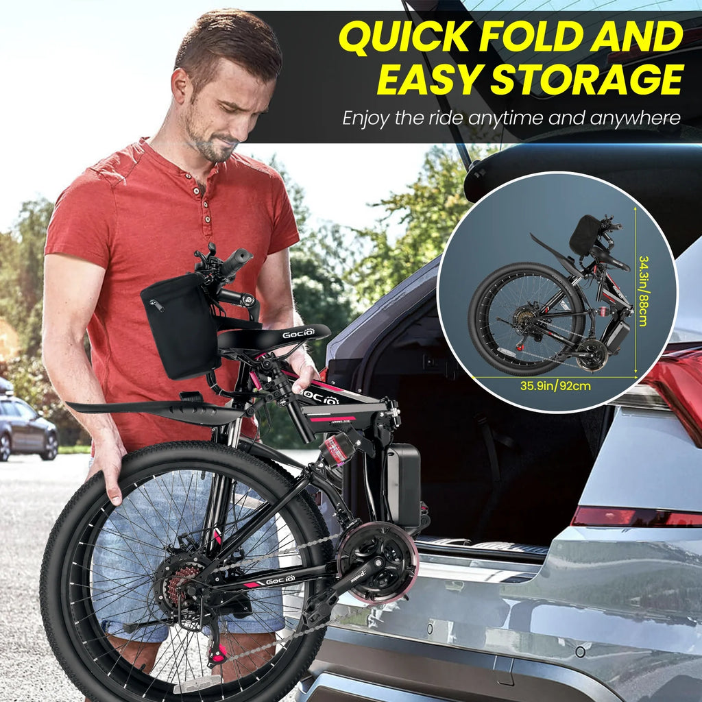 500W 26" 48V Full Suspension Folding Electric Bicycle Z600