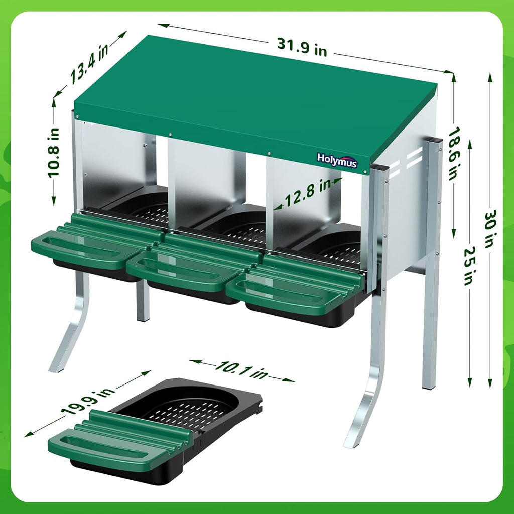 3 Holes Chicken Nesting Box with Metal Legs X13676