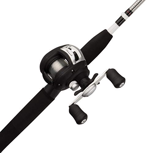 Medium 6' Low Profile Fishing Rod and Bait Cast Reel Combo (2 Piece), Black, White O3702
