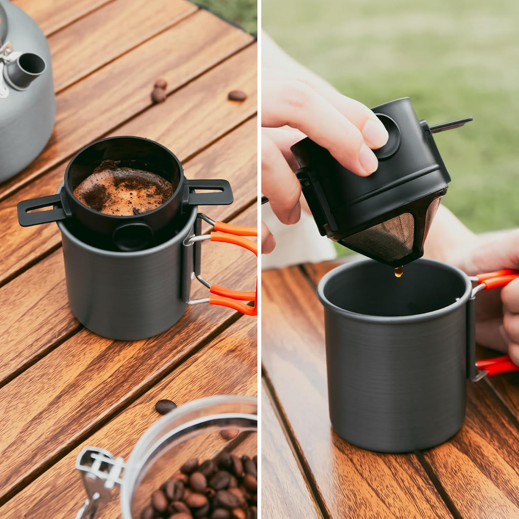 1.2L Camping Coffee Pot with Mug and Coffee Filter R46548