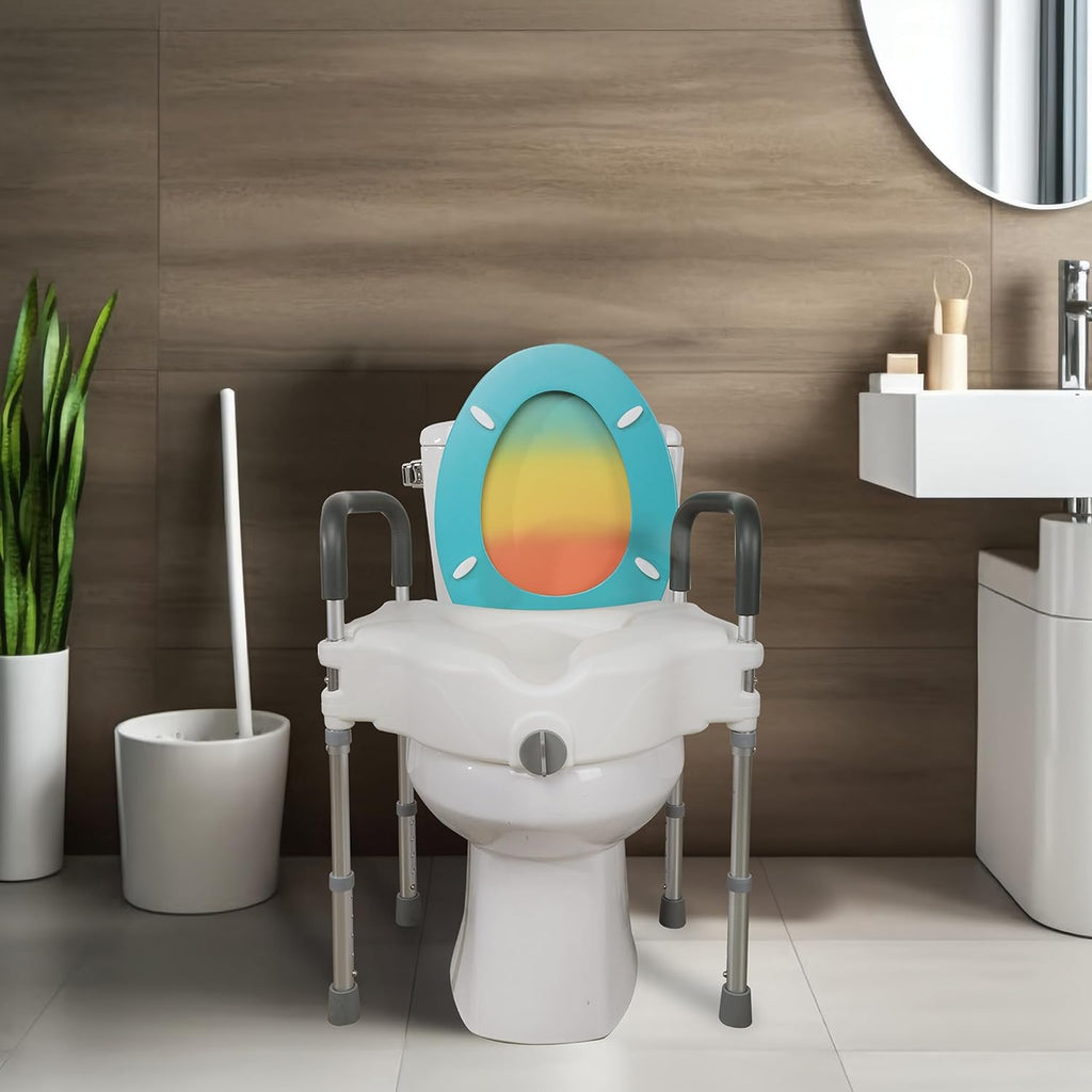 Raised Toilet Seat with Handle, Height Adjustable Legs S70587