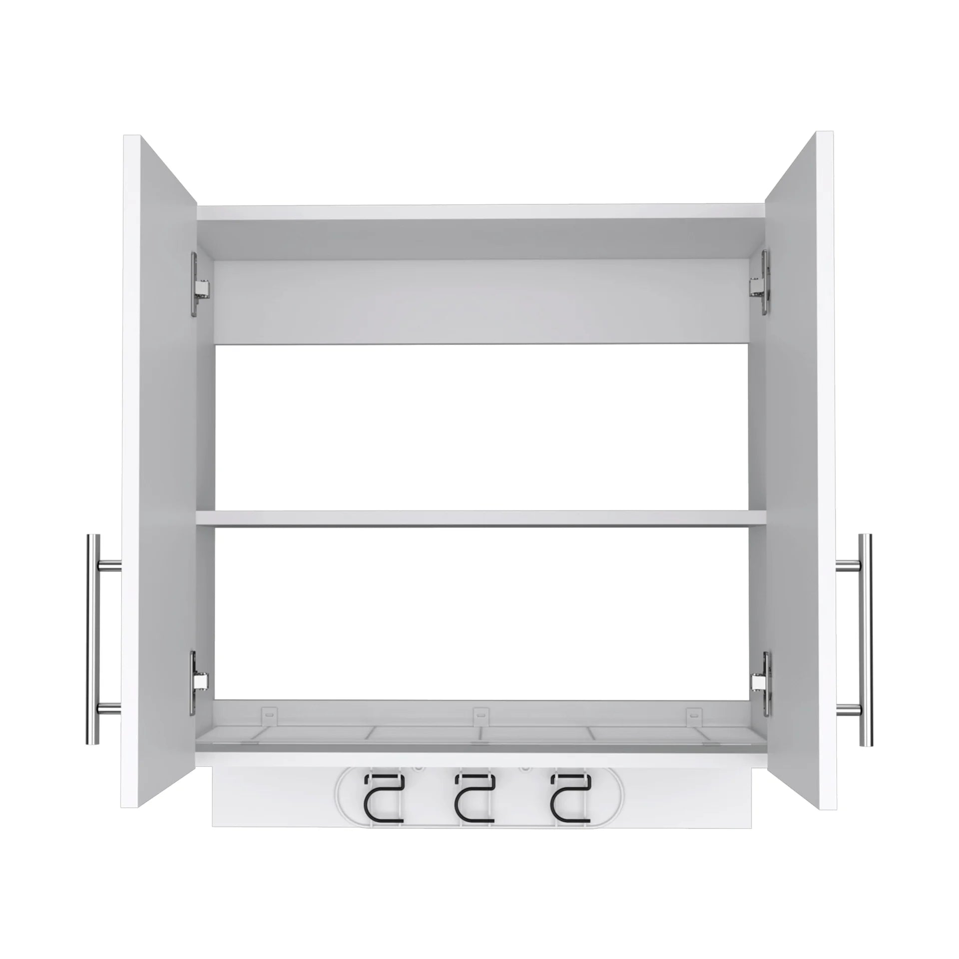 White Wall Mounted Cabinet with Broom Hangers K567