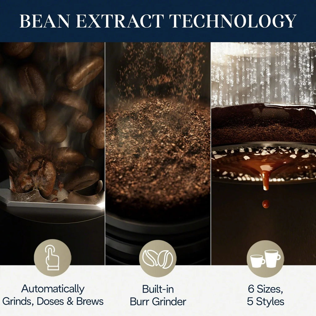 Stainless Steel Automatic Single-Serve Drip Coffee Maker with Built-In Grinder I39879