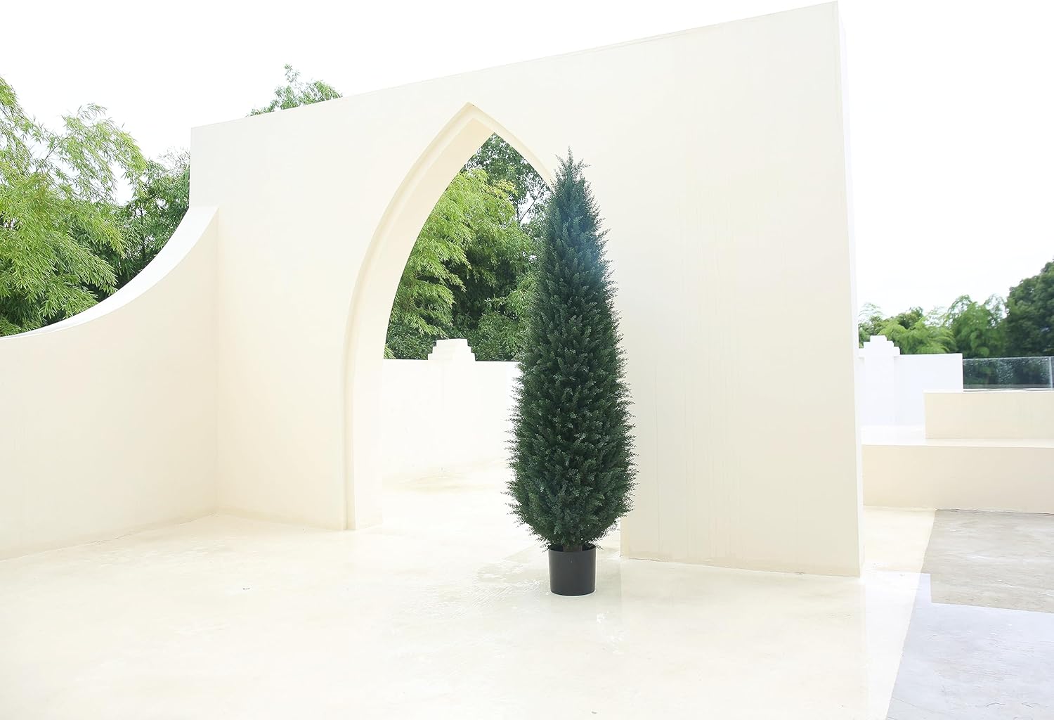 Artificial Cedar Topiary Tree Potted Plants UV Resistant Leaves Outdoor Artificial Shrub F630832
