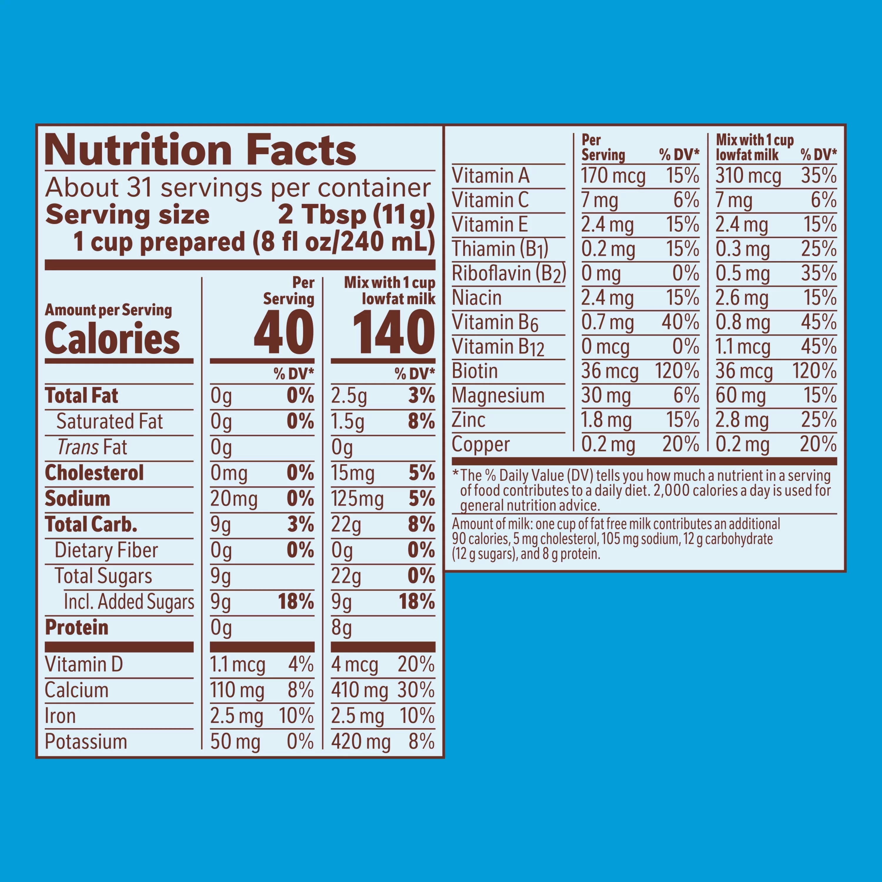 (4 pack) 18 oz Chocolate Drink Mix Powder F1648
