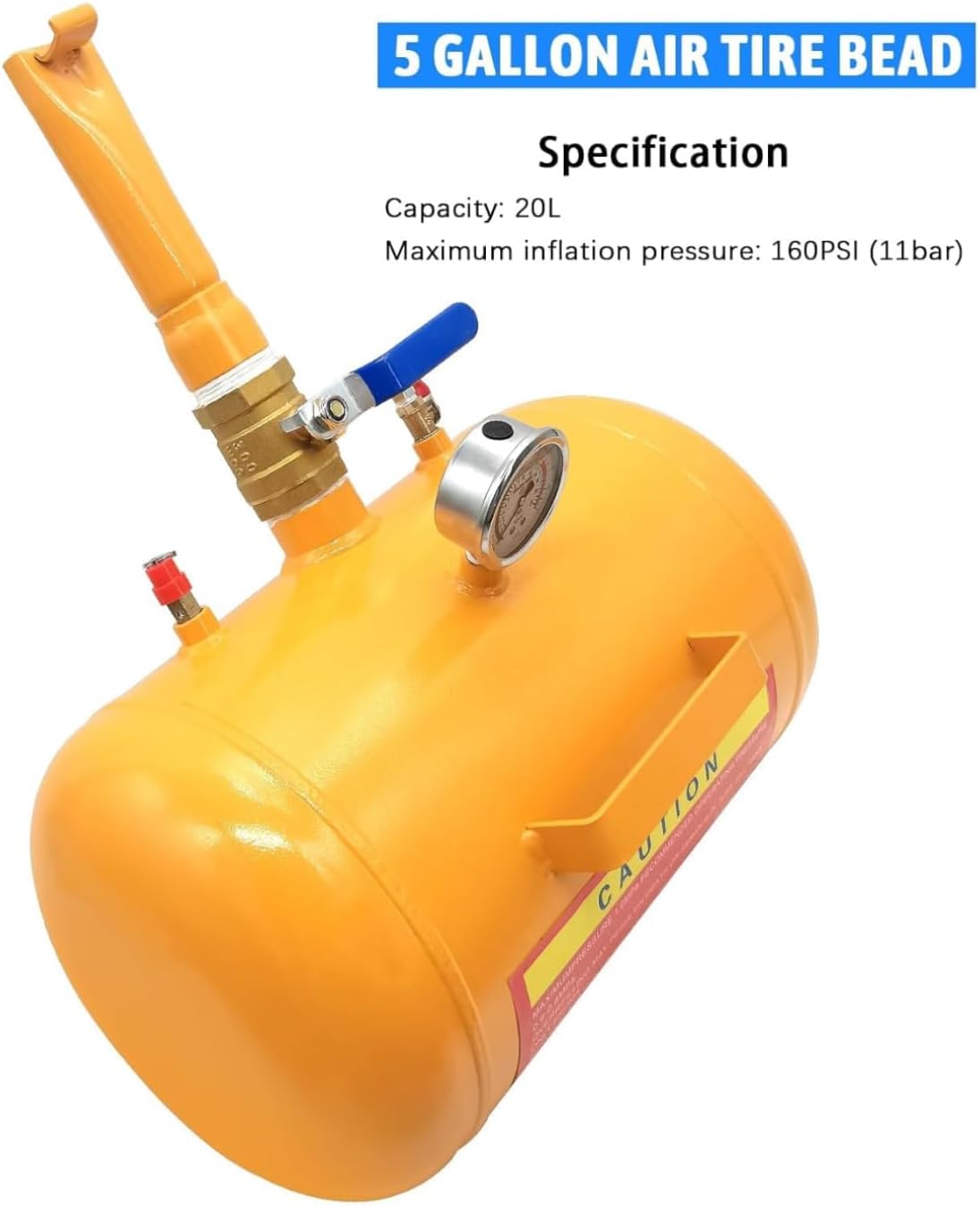 5 Gallon Air Tire Bead Blaster Seater with Pressure Gauge & Handle, 145PSI Operating Pressure D245550