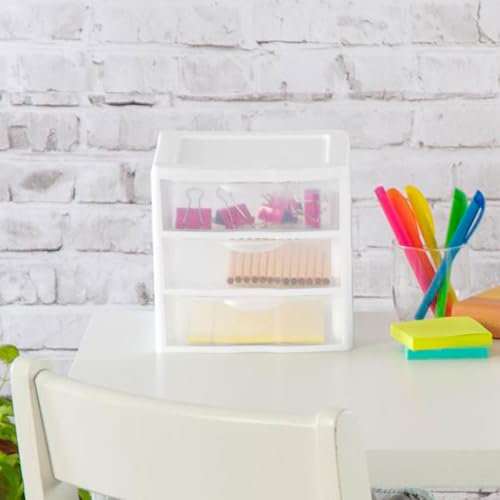 6-Pack White Plastic 3-Drawer Cart D3551