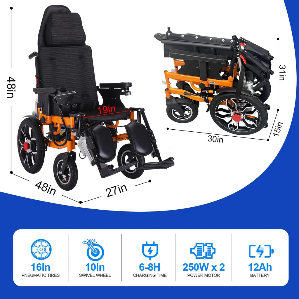 Lightweight Foldable Electric Wheelchair with Headrest S341