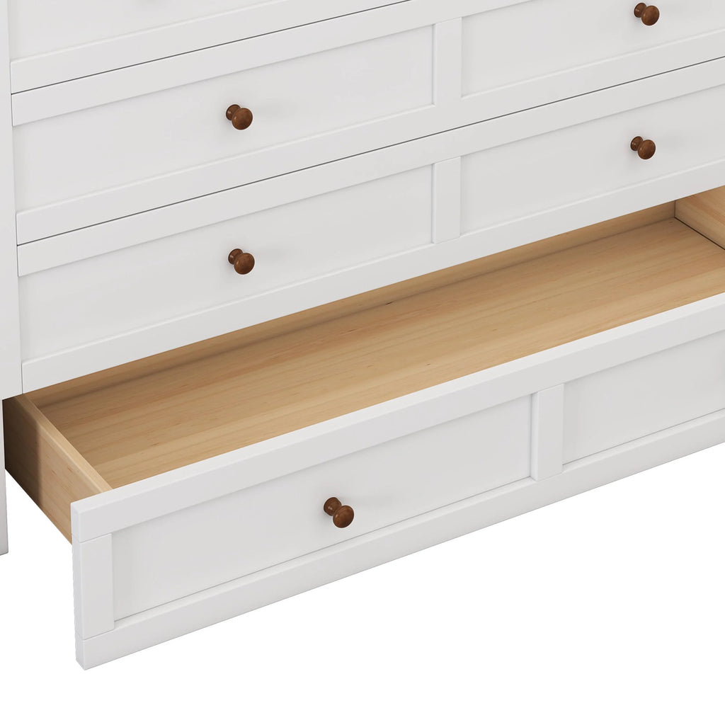 White+Walnut Solid Wood Queen Size Murphy Bed with Storage Drawer Y192053