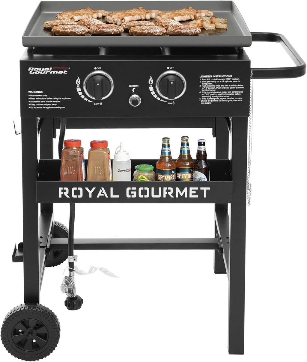 Black 2-Burner Propane Gas Griddle with 450 Sq. In. Cooking Area U3854