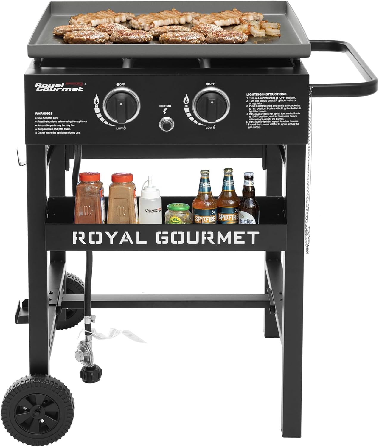 Black 2-Burner Propane Gas Griddle with 450 Sq. In. Cooking Area U3854