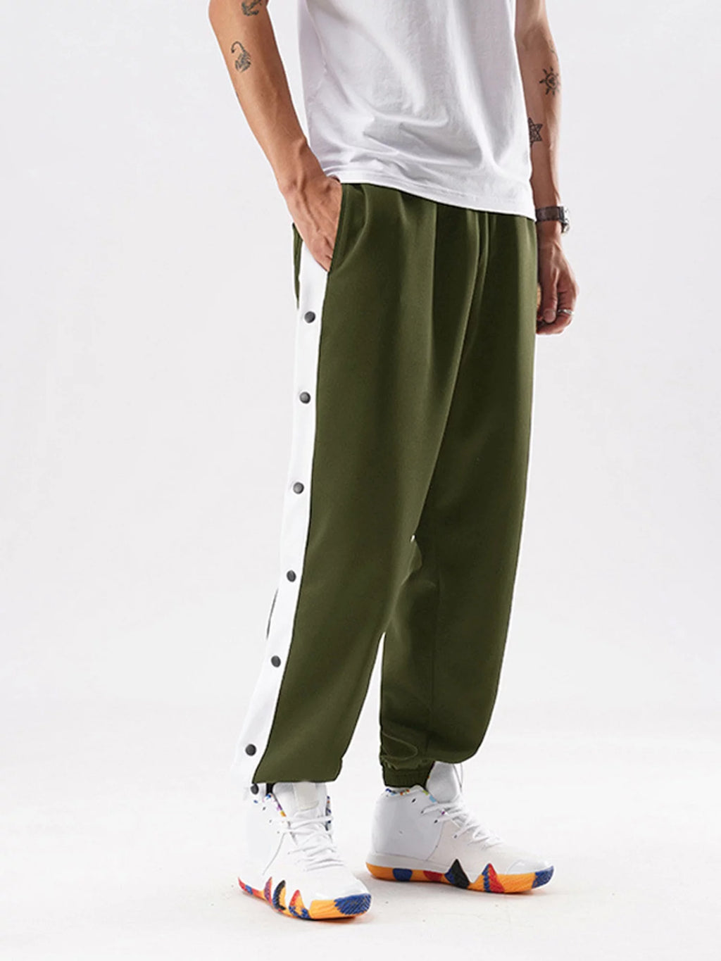 Men Tear Away Pants Quick Dry Loose Fit Basketball Pants Z747